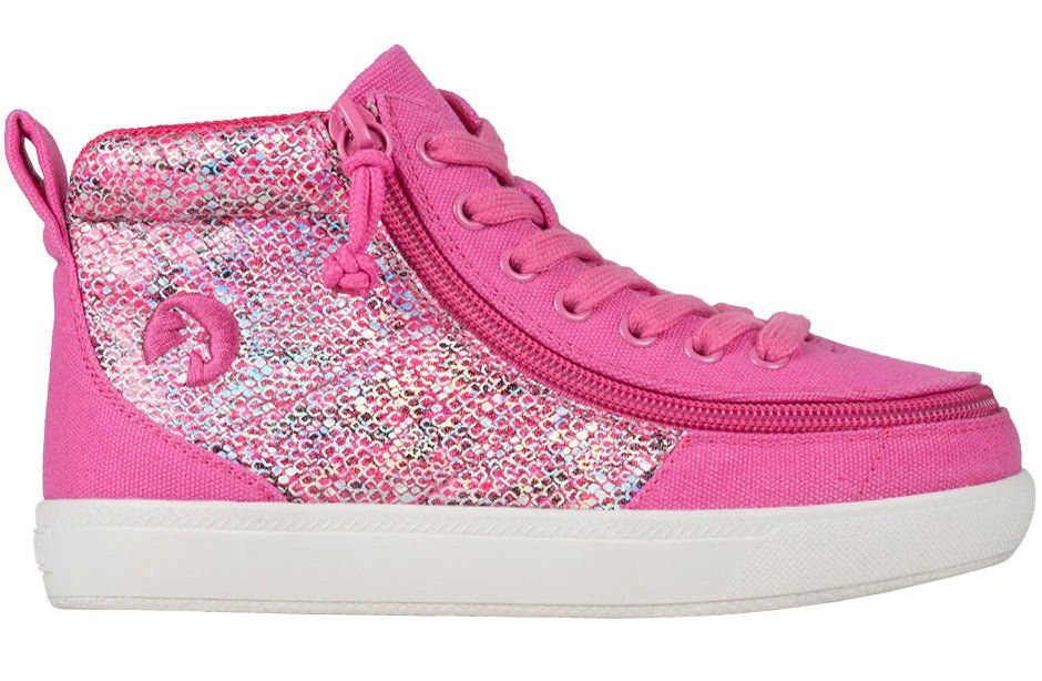 BILLY FOOTWEAR - Fuschia Snake Classic Lace Highs - Two Giraffes Children's Footwear