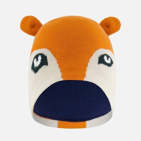 Deux par Deux - Knit Hat Orange Fox Face - Two Giraffes Children's Footwear