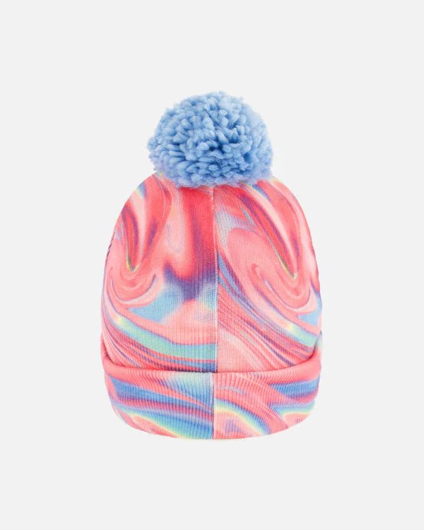 Deux par Deux - Knit Hat Pink And Air Blue Marble - Two Giraffes Children's Footwear