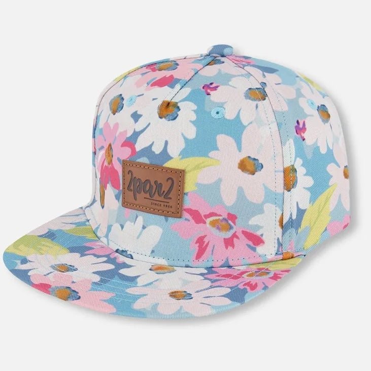 Deux par Deux - Printed Cap White, Pink, And Green Flowers - Two Giraffes Children's Footwear