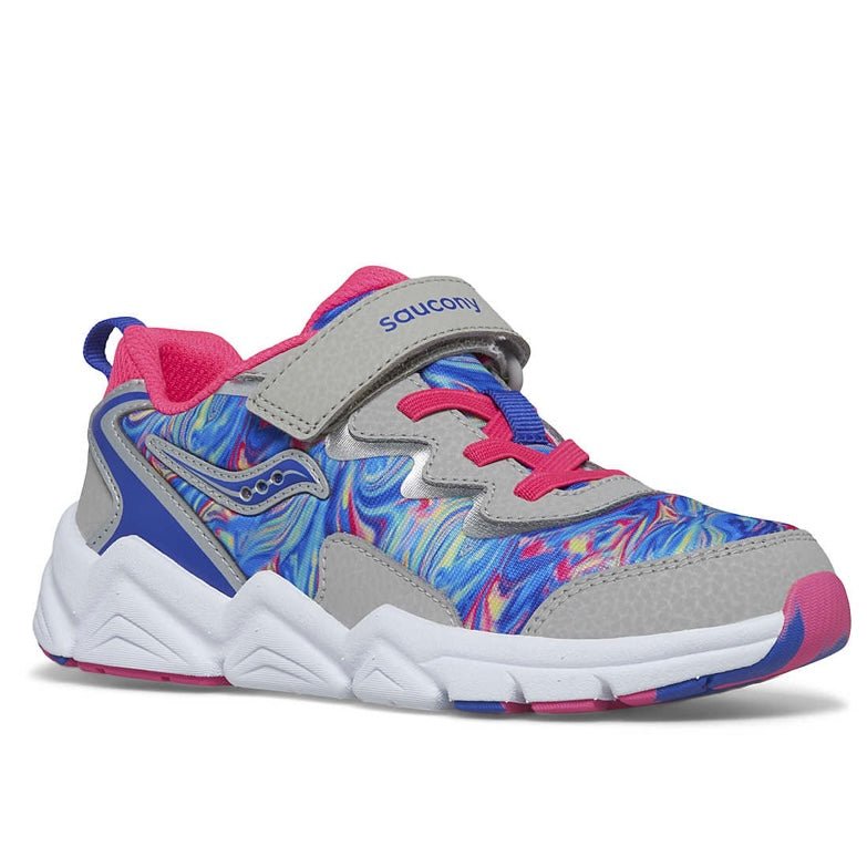 Saucony - Big Kid's Flash A/C 3.0 Sneaker - Grey/Pink/Blue - Two Giraffes Children's Footwear