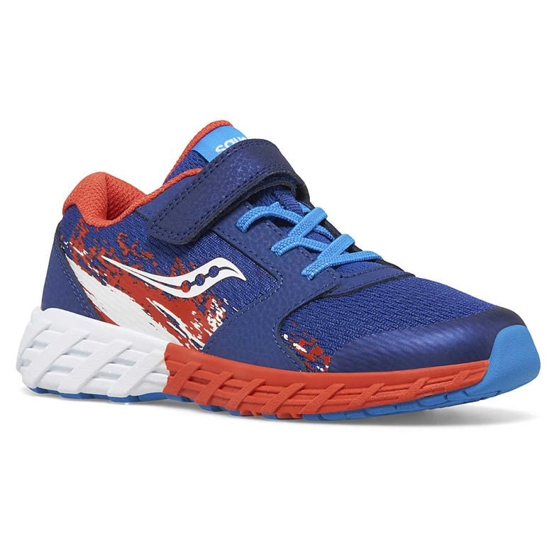 SAUCONY - Wind 2.0 A/C Sneaker - Blue/Red - Two Giraffes Children's Footwear